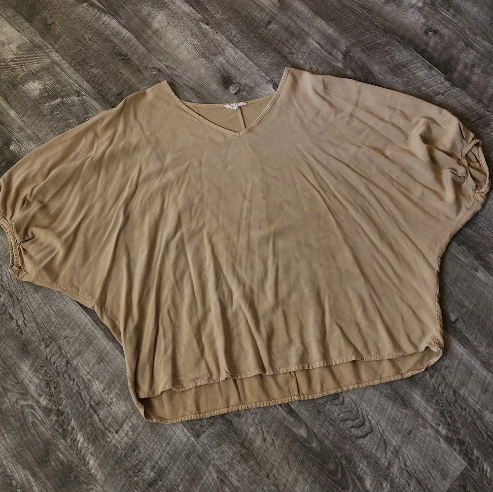 Easel Tan V-Neck Blouse